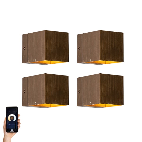 Set mit 4 Smart Wandleuchten Dunkelbronze 8 cm inkl. Wifi G9 - Transfer