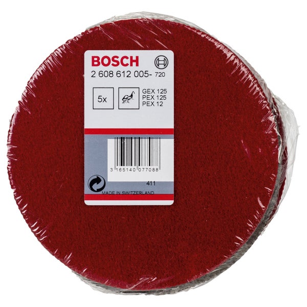 Bosch 5x Polierfilz für Exzenterschleifer Klett hart 128 mm - 2608612005