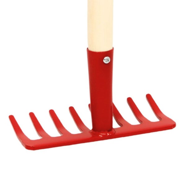 Kinderrechen (Metall) mit Holz-Stiel - Rot