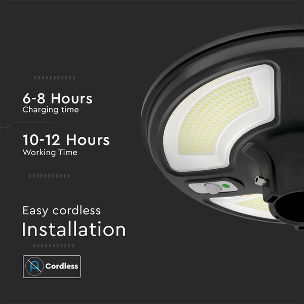 V-TAC VT-65W - Solarleuchten - Gartenleuchten Sensor - IP65 - Schwarz - 10 Watt - 1500 Lumen -