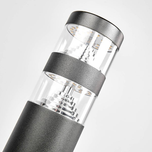 Lindby LED Außenleuchte Lanea (spritzwassergeschützt (Modern) in Schwarz aus Edelstahl (1 flammig, ) - Wegeleuchte Pollerleuchte Wegelampe Sockelleuchte