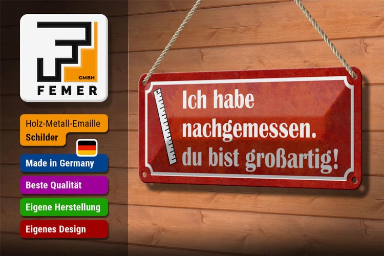 Blechschild Spruch 27x10cm nachgemessen du bist großartig Dekoration