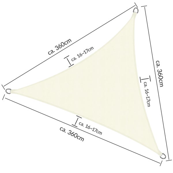 SolVision PS9 Sonnensegel 360x360x360cm dreieckig Creme PE