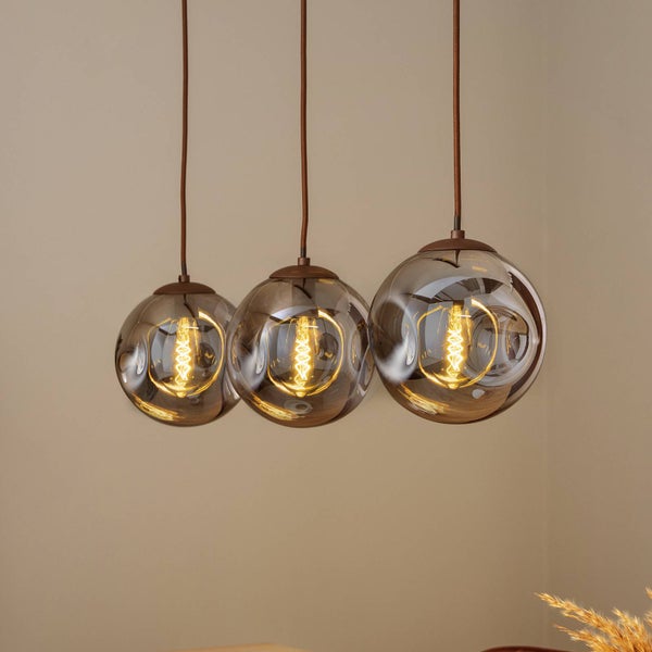Lindby Pendelleuchte Valentina (Design, Modern) in Alu aus Glas (3 flammig E14) - Hängelampe Esstischlampe Hängeleuchte Wohnzimmerleuchte