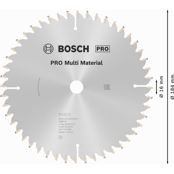 Bosch Pro Multi Material Sägeblatt, Durchmesser 184 mm