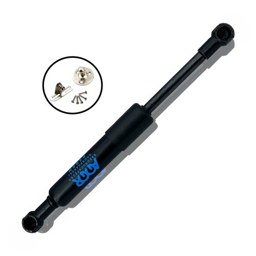 Gasdruckfeder AGOR 400 Newton inklusive Befestigungszubehör wie Halterungen und Schrauben.