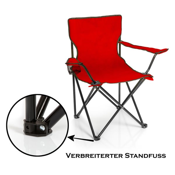 BigDean Faltstuhl ROT Campingstuhl Anglerstuhl mit Getränkehalter & Tragetasche - Anglersessel klappbar - Klappstuhl Gartenstuhl Faltstuhl Relaxsessel Angelsessel faltbar