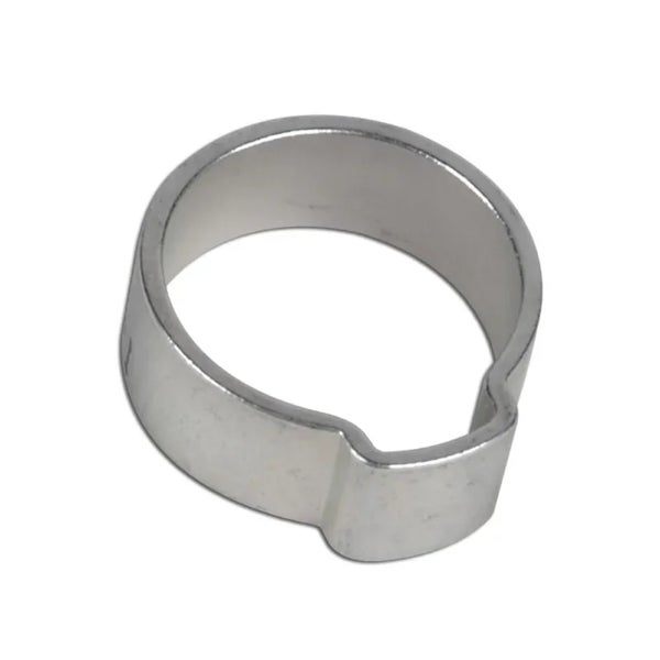 Einohr-Schlauchklemme aus Metall zur sicheren Befestigung von Schläuchen.