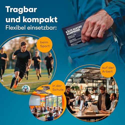 Kühlpads zum Knicken (10 Stück) - 12 x 15 cm - Sofort Kältekompresse für Erste Hilfe - Einweg Kühlpack für Verletzungen und Schwellungen - Praktische Einmal Kühlpacks für Sport, Outdoor und Notfälle