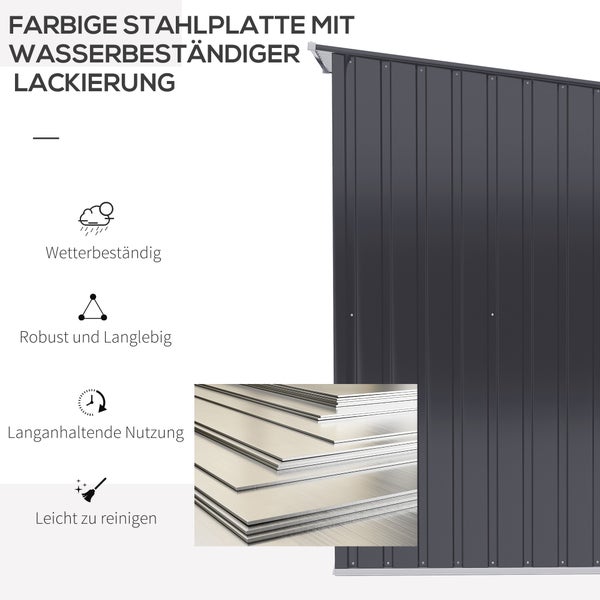 Outsunny Gerätehaus, 100B x 103T x 160H cm, Stahl, grau