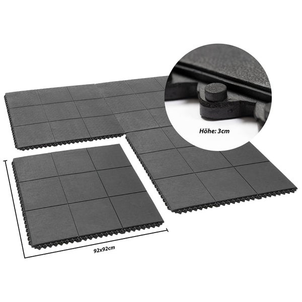 Gummimatte - Stecksystem - Größe: 92x92 cm - Glatt