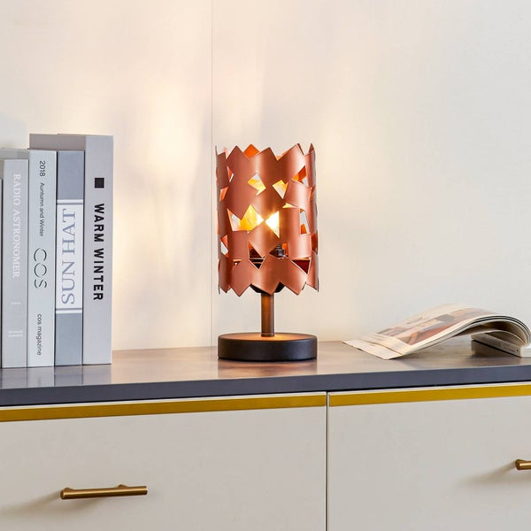 Lucande Tischlampe Aeloria (Modern) in Kupfer aus Metall (1 flammig, E27) - Tischleuchte Schreibtischlampe Nachttischlampe Wohnzimmerleuchte