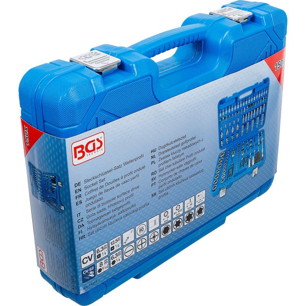 Blauer Werkzeugkoffer aus Kunststoff mit Tragegriff und Schnappverschlüssen