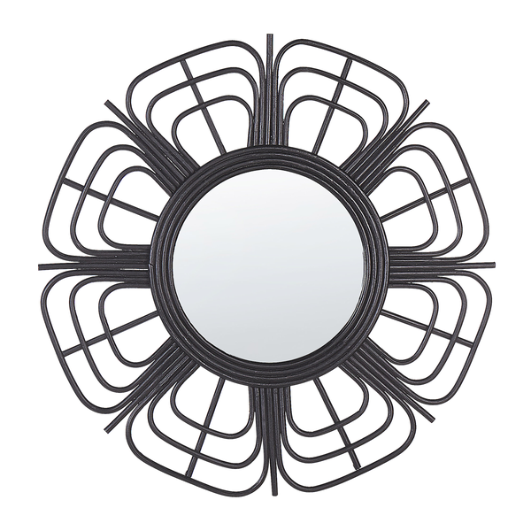 Wandspiegel PASAKU 60 cm 60 cm Rattan Schwarz