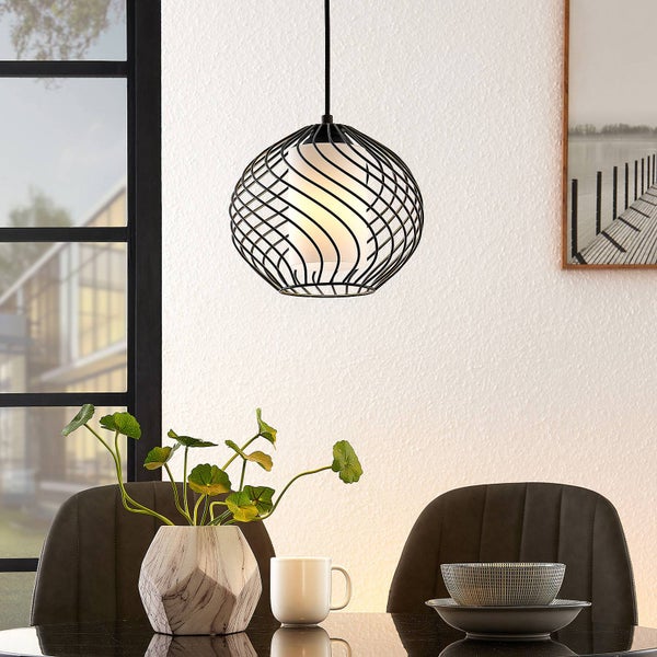 Lindby Pendelleuchte Cedrice (Retro, Vintage Antik) in Schwarz aus Metall (1 flammig E27) - Deckenlampe Esstischlampe Hängelampe Hängeleuchte Wohnzimmerleuchte