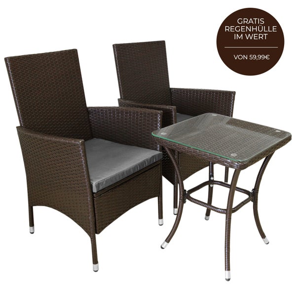 Jardí Rattan Bistro Set Braun