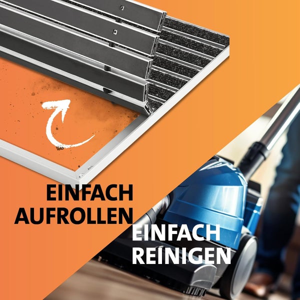 Schmutzfangmatte mit Aluminiumrahmen für Eingang | Einbau Alu-Fußmatte Innen & Außen überdacht | Robuste, eingelassene Eingangsmatte Anthrazit 100 x 50 cm