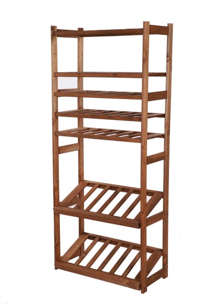 PROREGAL Getränkekisten- & Weinregal SPREEWALD HxBxT 163x70x33cm 18 Flaschen auf 3 Ebenen + 2 Ebenen für Kisten + 2 Ablagen Massives Kiefernholz Braun geölt