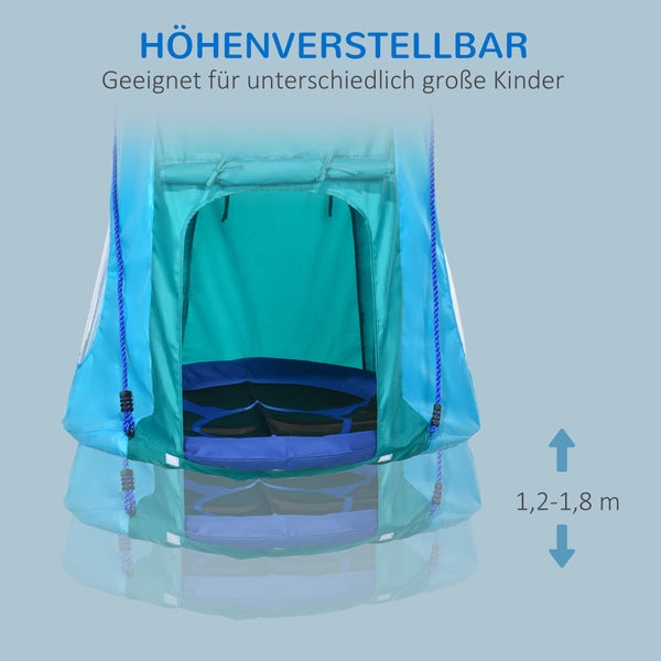 Outsunny Nestschaukel mit Zelt, 100cm x 100cm x 150cm, PE+100% Polyester, Blaugrün