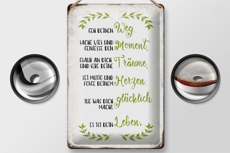 Blechschild Spruch 20x30cm geh deinen Weg lache viel