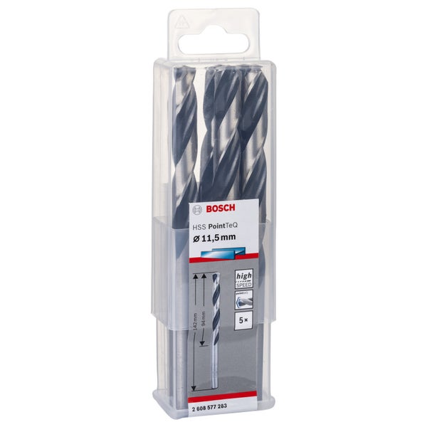 Bosch 5x HSS PointTeQ DIN 338 11,5 x 94 x 142 mm - 2608577283
