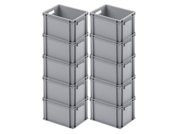 PROREGAL Eurobehälter Mit Offenem Griff HxBxT 23,5 x 30 x 40 cm 22 Liter Grau Eurobox Transportbox Transportbehälter Stapelbehälter