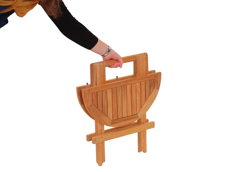 Teak Beistelltisch rund 50 cm klappbar handlich wetterfest