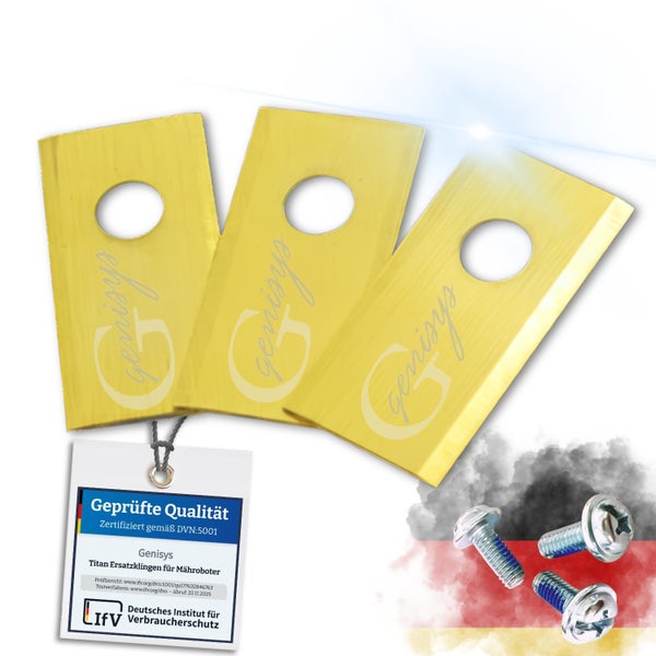 Genisys Titan Ersatzklingen für Mähroboter mit Schrauben und Qualitätszeichen