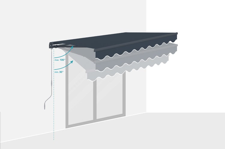 VECCHIO einteilige Markise 2,5 m x 2 m Grau - Premium-Canvas 320 g/m²