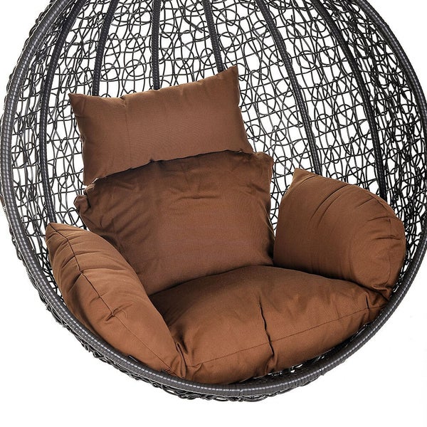 Home Deluxe - Hängesessel CIELO - Grau, nur Korb - inkl. Sitz- und Rückenkissen I Polyrattan Hängestuhl Gartenschaukel Hängekorb