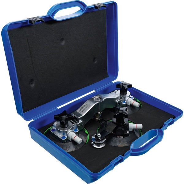 Blauer Werkzeugkoffer mit Griff und Verschlüssen