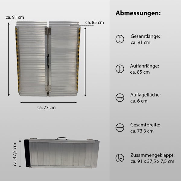 TRUTZHOLM Rollstuhlrampe klappbar 91 cm Traglast 272 kg Alu grau Auffahrrampe