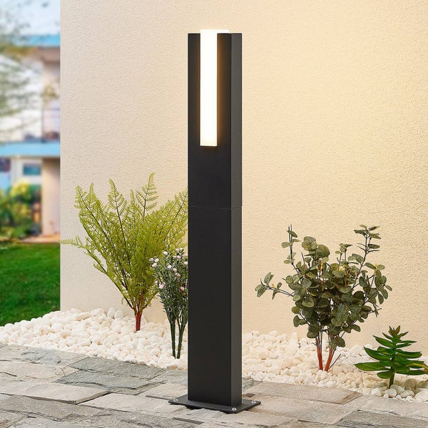Lucande LED Außenleuchte Virgalia (Modern) in Schwarz aus Aluminium (1 flammig, ) - Wegeleuchte Pollerleuchte Wegelampe Sockelleuchte
