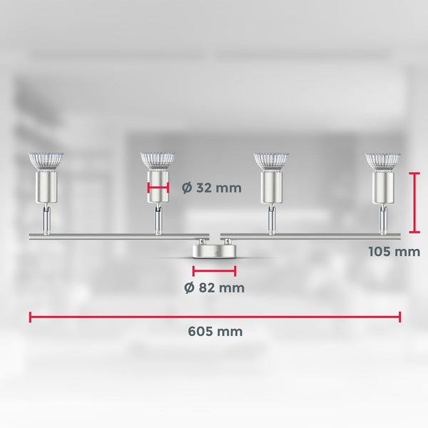 Deckenstrahler - 20W, 1600lm, LED, schwenkbar, GU10, neutralweiß, matt-nickel