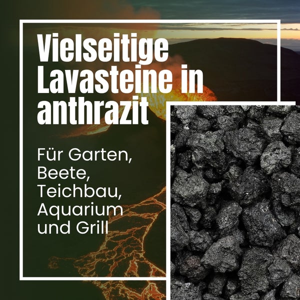 Anthrazitfarbene Lavasteine für Garten, Beet, Teichbau, Aquarium und Grill