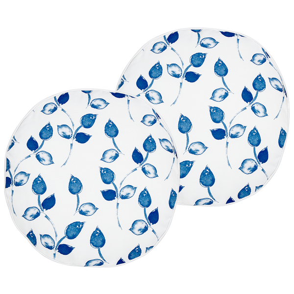 Gartenkissen 2er Set TORBORA Pflanzenmuster 40 x 40 cm Weiß Blau