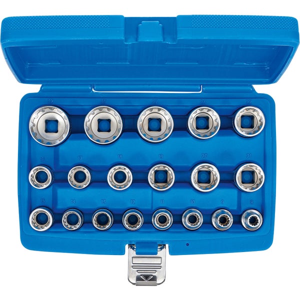 BGS Steckschlüssel-Einsatz-Satz Gear Lock Antrieb Innenvierkant 12,5 mm (1/2) 19tlg. - 2152