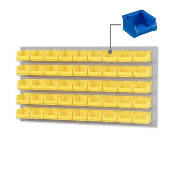 PROREGAL Trägersystem Graue Systemplatte mit 45 x Blauen Sichtlagerboxen 1.0 Maße H x B 50 x 100 cm Sichtlagerbox Sichtlagerbehälter