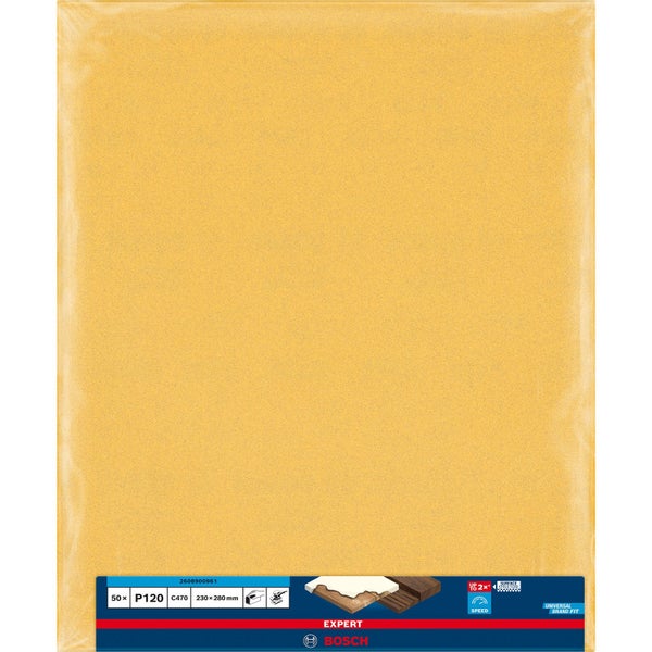 Bosch 50x Expert C470 Schleifpapier zum Handschleifen 230 x 280 mm G 120 - 2608900961