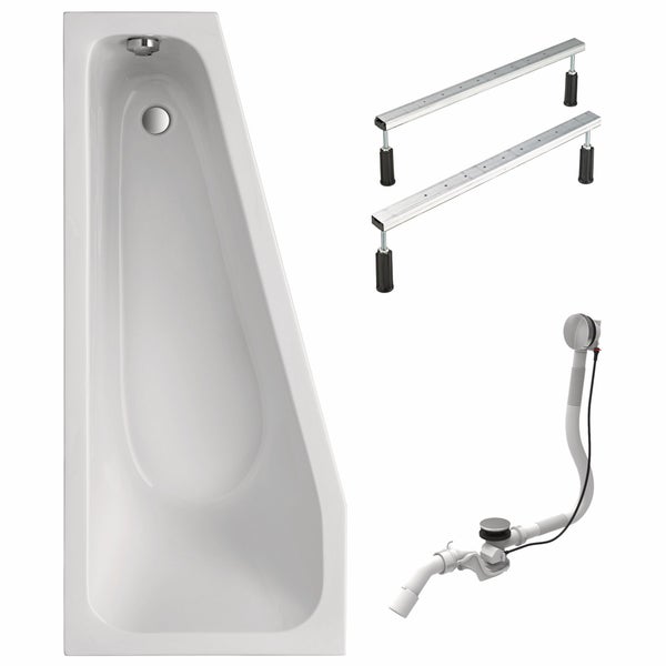 Trapez Badewanne mit Füßen und Ab-Überlaufgarnitur