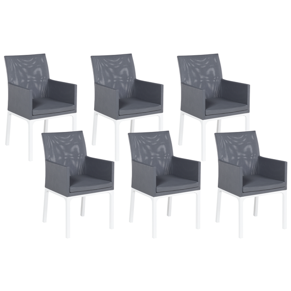 Gartenstuhl 6er Set BACOLI Stoff Dunkelgrau