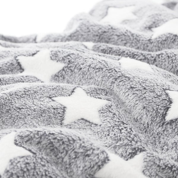FRANK FLECHTWAREN | Kuscheldecke White-Stars, POLYESTER, 128 x 152 cm