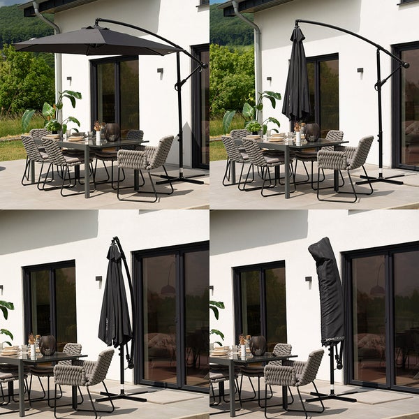 Home Deluxe Ampelschirm inkl. Abdeckung SOLANA - Anthrazit | Ampelschirm, Sonnenschirm mit Kurbel, neigbarer Sonnenschirm,