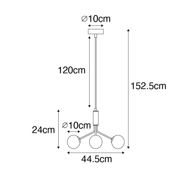 Abbildung mit Maßangaben für eine Hängelampe