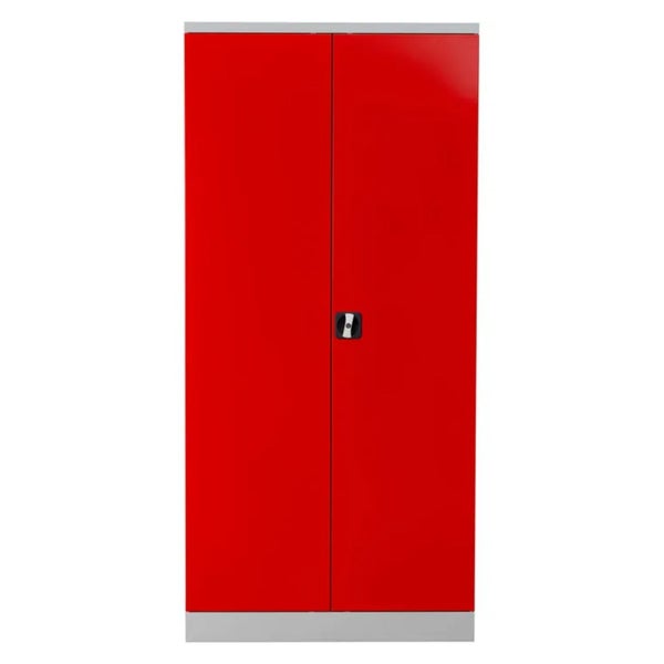 PROREGAL Stahlschrank Bee 4 Fachböden HxBxT 195 x 92 x 50 cm Pulverbeschichtetes & Verstärktes Fachbodenmaterial Grau & Rot