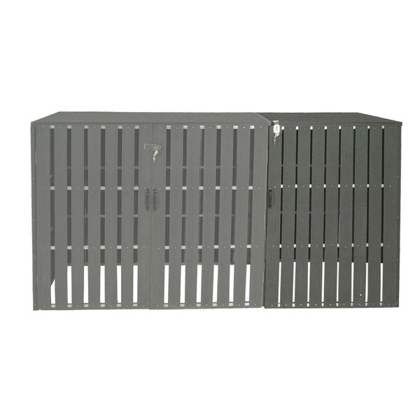 Mülltonnenbox für zwei Tonnen mit abschließbarer Tür