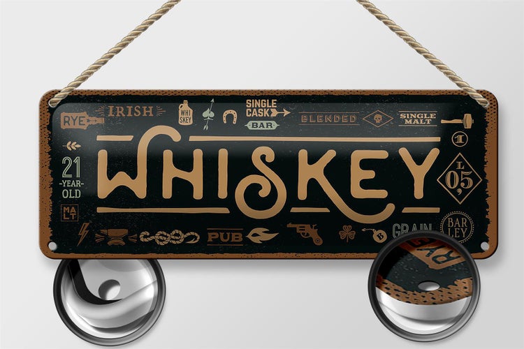 Blechschild Spruch Whiskey blended irish pub 27x10cm