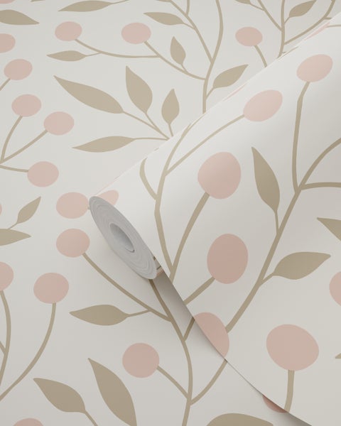 Tapete mit Blättern und Beeren auf einer Rolle