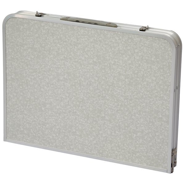 AMANKA klappbarer höhenverstellbarer Campingtisch 90x60x70 cm inkl. 2 Falthocker Campingtischset Kofferformat Hell Grau
