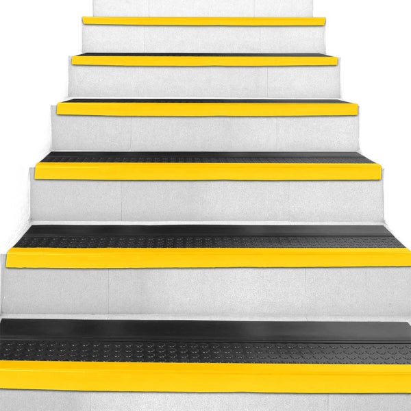 Stufenmatte aus Gummi Treppenschutz Stufenschutz 30x60cm Coins/ Noppen Schwarz-Gelb